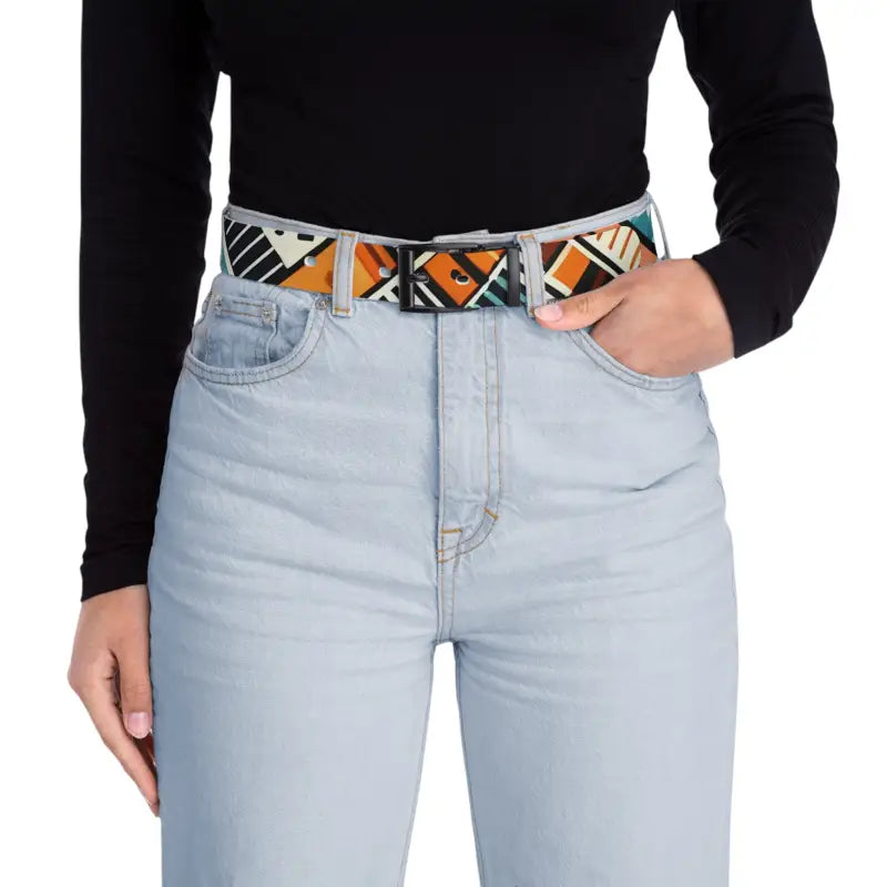 Level Up your Look with a Vibrant Geometrical Pattern Belt - Accessories