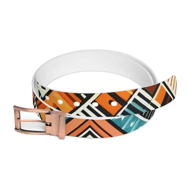 Level Up your Look with a Vibrant Geometrical Pattern Belt - Bronze Metal / 50’’ Accessories