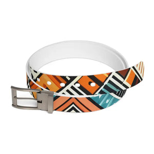 Vibrant Geometrical Pattern Belt Versatile Buckle Style Dipaliz - Gun Metal / 50’’ - Belts