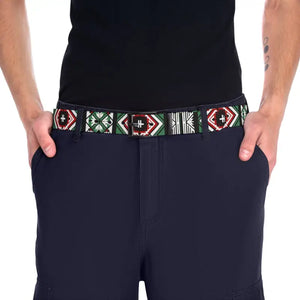 Accessories - Green Geometrical Pattern Belt - Cut to Size Buckle Options - Dipaliz