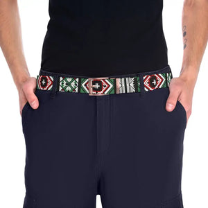 Accessories - Green Geometrical Pattern Belt - Cut to Size Buckle Options - Dipaliz