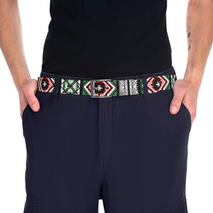 Accessories - Green Geometrical Pattern Belt - Cut to Size Buckle Options - Dipaliz