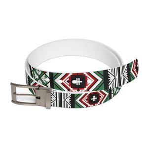 Accessories - Green Geometrical Pattern Belt - Cut to Size Buckle Options - Dipaliz Gun Metal / 50’’