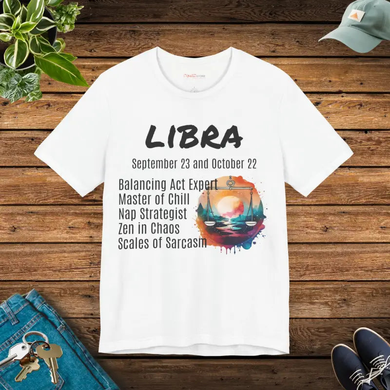 Libra Zodiac Jersey Short Sleeve Tee: your Cosmic Favorite - White / s T-shirt