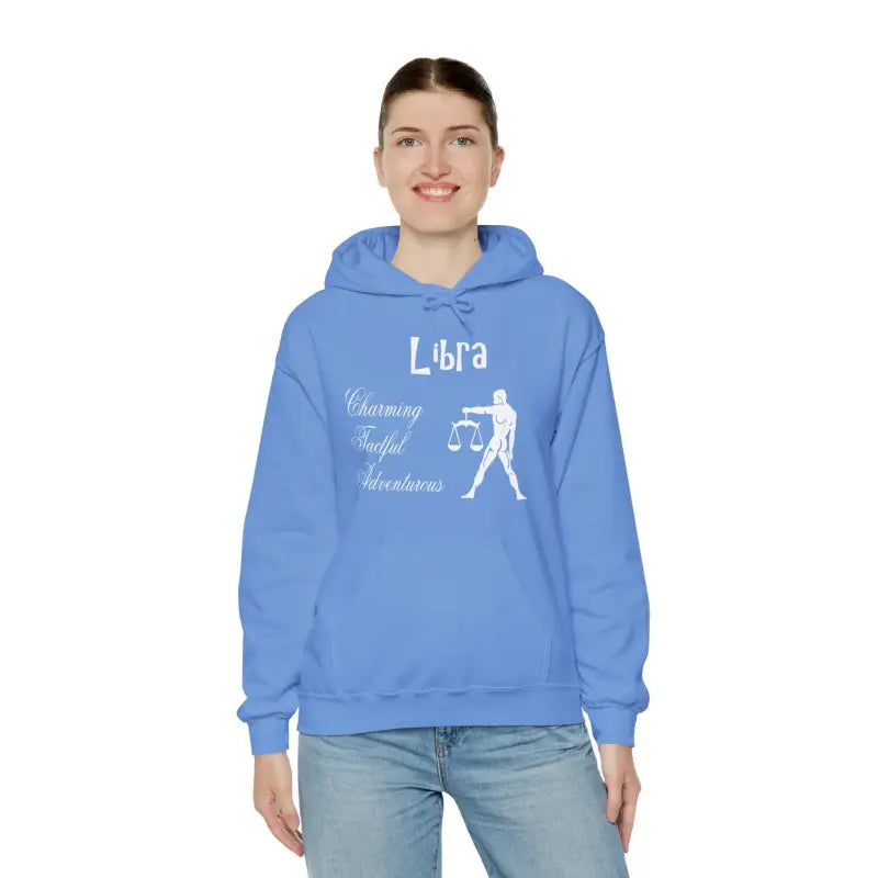 Captivating Libra Zodiac Hooded Sweatshirt for Cosmic Comfort! - Carolina Blue / s Hoodie