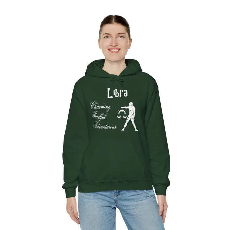 Captivating Libra Zodiac Hooded Sweatshirt for Cosmic Comfort! - Forest Green / s Hoodie