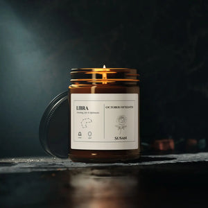 Personalized Libra Zodiac Soy Candle Amber Jar - Dipaliz - Candles
