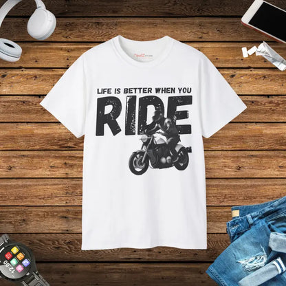 Life’s Better on a Bike Unisex Ultra Cotton Tee - White / s T-shirt