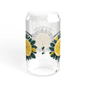 Lively Lemon 16oz Glass Tumbler - Bamboo Lid - Dipaliz - Tumblers