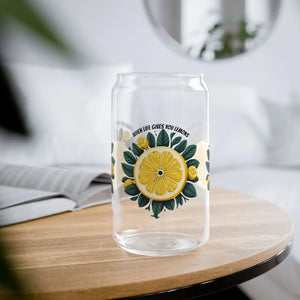 Lively Lemon 16oz Glass Tumbler - Bamboo Lid - Dipaliz - Tumblers