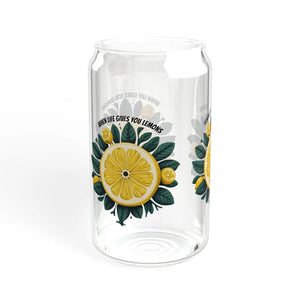 Lively Lemon 16oz Glass Tumbler - Bamboo Lid - Dipaliz - Tumblers