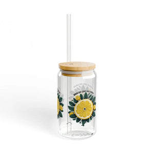 Lively Lemon 16oz Glass Tumbler - Bamboo Lid - Dipaliz - Tumblers