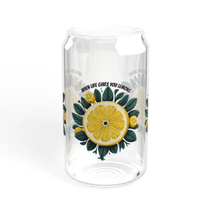 Lively Lemon 16oz Glass Tumbler - Bamboo Lid - Dipaliz - Tumblers