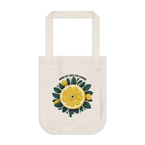Organic Lemons Canvas Tote - Sliced Lemon Print - Dipaliz - Bags