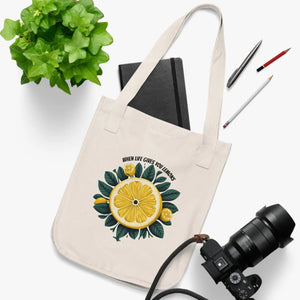 Organic Lemons Canvas Tote - Sliced Lemon Print - Dipaliz - Bags