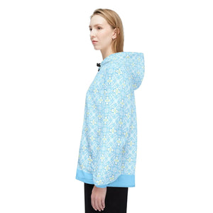 Blue Floral Tile Windbreaker - Waterproof Coating - Dipaliz - Windbreakers