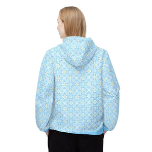 Blue Floral Tile Windbreaker - Waterproof Coating - Dipaliz - Windbreakers
