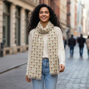 Light Floral Scarf – Delicate Vintage Tulip Pattern Lightweight Spring Accessory - Scarves & Shawls