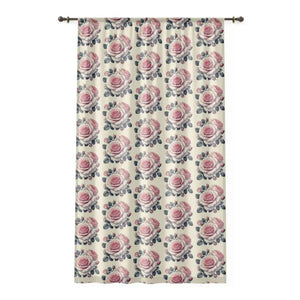 Pink Roses Curtains - Chic Elegant Home Decor - Dipaliz - Sheer / White / 50’’ × 84’’