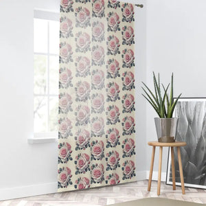 Pink Roses Curtains - Chic Elegant Home Decor - Dipaliz - Sheer / White / 50’’ × 84’’