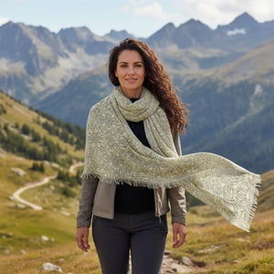 Light Scarf, Neutral Floral Pattern Lightweight - Scarves & Shawls