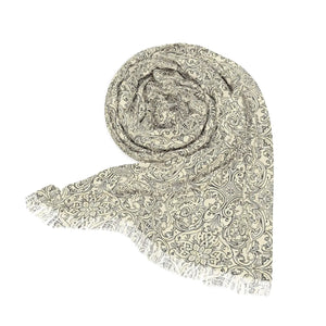 Light Scarf, Neutral Floral Pattern Lightweight - Scarves & Shawls