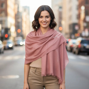 Lightweight Pink Fringe Scarf – Personalized Minimal Everyday Wrap - Scarves & Shawls