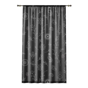 Art Window Curtain - Nature Line Black Home Decor - Dipaliz - Sheer / White / 50’’ × 84’’ - Curtains
