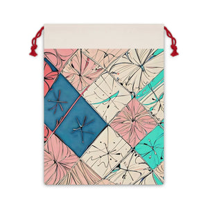 Pink Square Pattern Linen Bag – Eco Friendly - Dipaliz - Gift Bags
