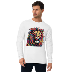 Fitted Men’s Long Sleeve - Lion with Paint Splash - Dipaliz - T-shirts