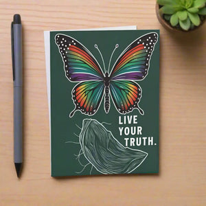 Vibrant Pride Greeting Cards - Butterfly Cardstock - Dipaliz - & Note