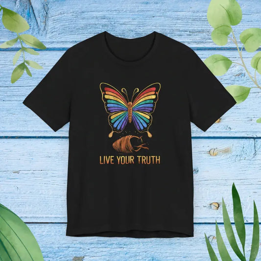 Unisex Jersey Tee: Live your Truth with Prideful Butterfly Style - Black / s T-shirt