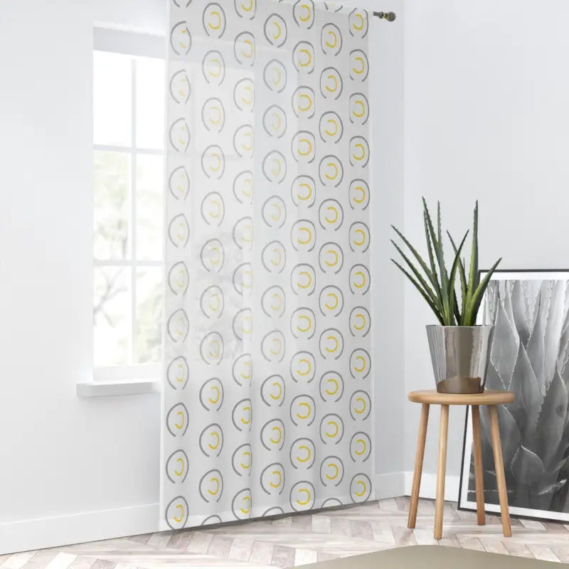 Transform your Space: Abstract Yellow & Grey Circles Curtains - Sheer / White / 50’’ × 84’’ Home Decor