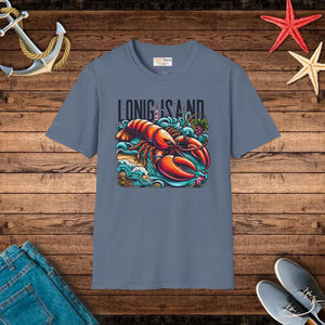 Lobster with Long Island Fisherman Tee - Unisex Comfort - Dipaliz - Heather Indigo / s - T-shirts
