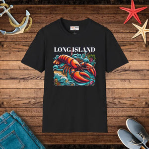 Lobster with Long Island Fisherman Tee - Unisex Comfort - Dipaliz - Black / s - T-shirts
