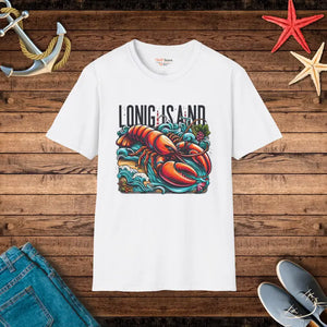 Lobster with Long Island Fisherman Tee - Unisex Comfort - Dipaliz - White / s - T-shirts