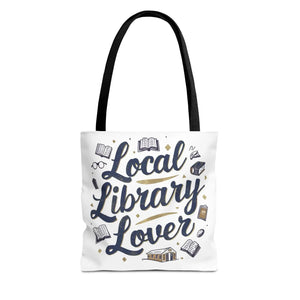 Blue Local Library Lover Tote Bag - Black Cotton Handles - Dipaliz - Bags