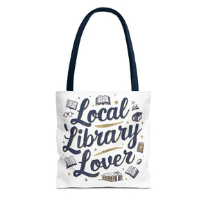 Blue Local Library Lover Tote Bag - Black Cotton Handles - Dipaliz - Bags