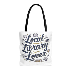 Blue Local Library Lover Tote Bag - Black Cotton Handles - Dipaliz - Bags