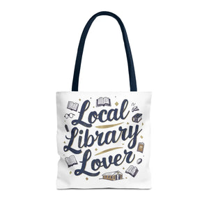 Blue Local Library Lover Tote Bag - Black Cotton Handles - Dipaliz - Bags