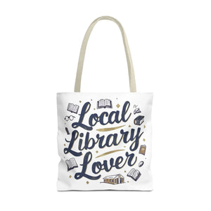 Blue Local Library Lover Tote Bag - Black Cotton Handles - Dipaliz - Bags