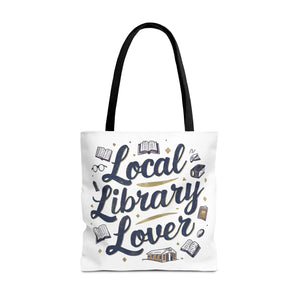 Blue Local Library Lover Tote Bag - Black Cotton Handles - Dipaliz - Bags