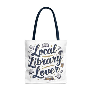 Blue Local Library Lover Tote Bag - Black Cotton Handles - Dipaliz - Bags