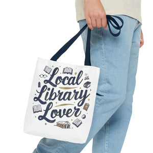 Blue Local Library Lover Tote Bag - Black Cotton Handles - Dipaliz - Bags