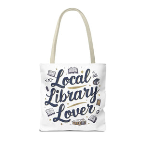 Blue Local Library Lover Tote Bag - Black Cotton Handles - Dipaliz - Bags