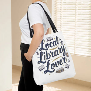 Blue Local Library Lover Tote Bag - Black Cotton Handles - Dipaliz - Bags