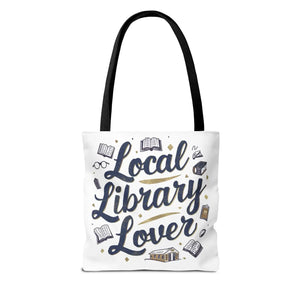 Blue Local Library Lover Tote Bag - Black Cotton Handles - Dipaliz - Bags