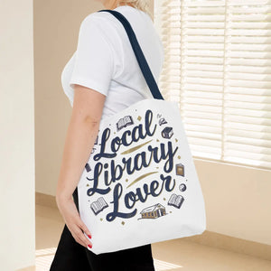 Blue Local Library Lover Tote Bag - Black Cotton Handles - Dipaliz - Bags