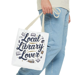 Blue Local Library Lover Tote Bag - Black Cotton Handles - Dipaliz - Bags