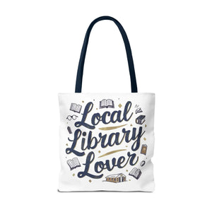 Blue Local Library Lover Tote Bag - Black Cotton Handles - Dipaliz - Bags